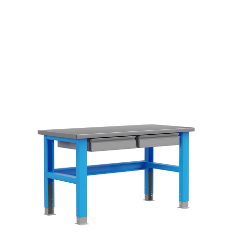 PLC 15.11 Стол металлический промышленный 1500х700 мм с 2-мя ящиками
