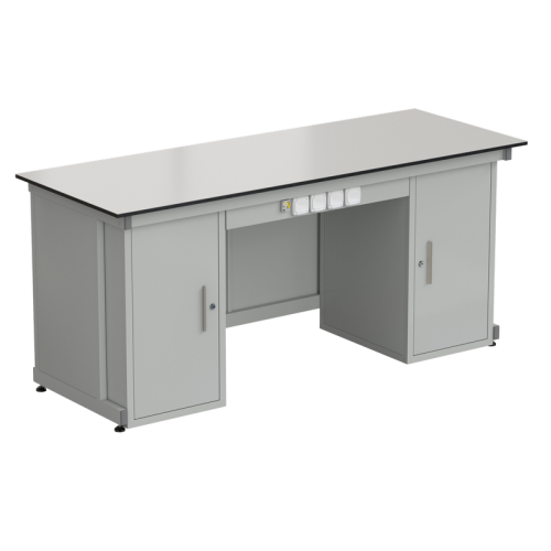 56.0573.00.08 Стол демонстрационный с двумя напольными тумбами, с электрикой 2000х750х900, раб. поверхность - LABGRADE